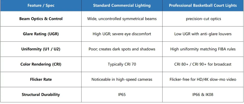 basketball court lights standard
